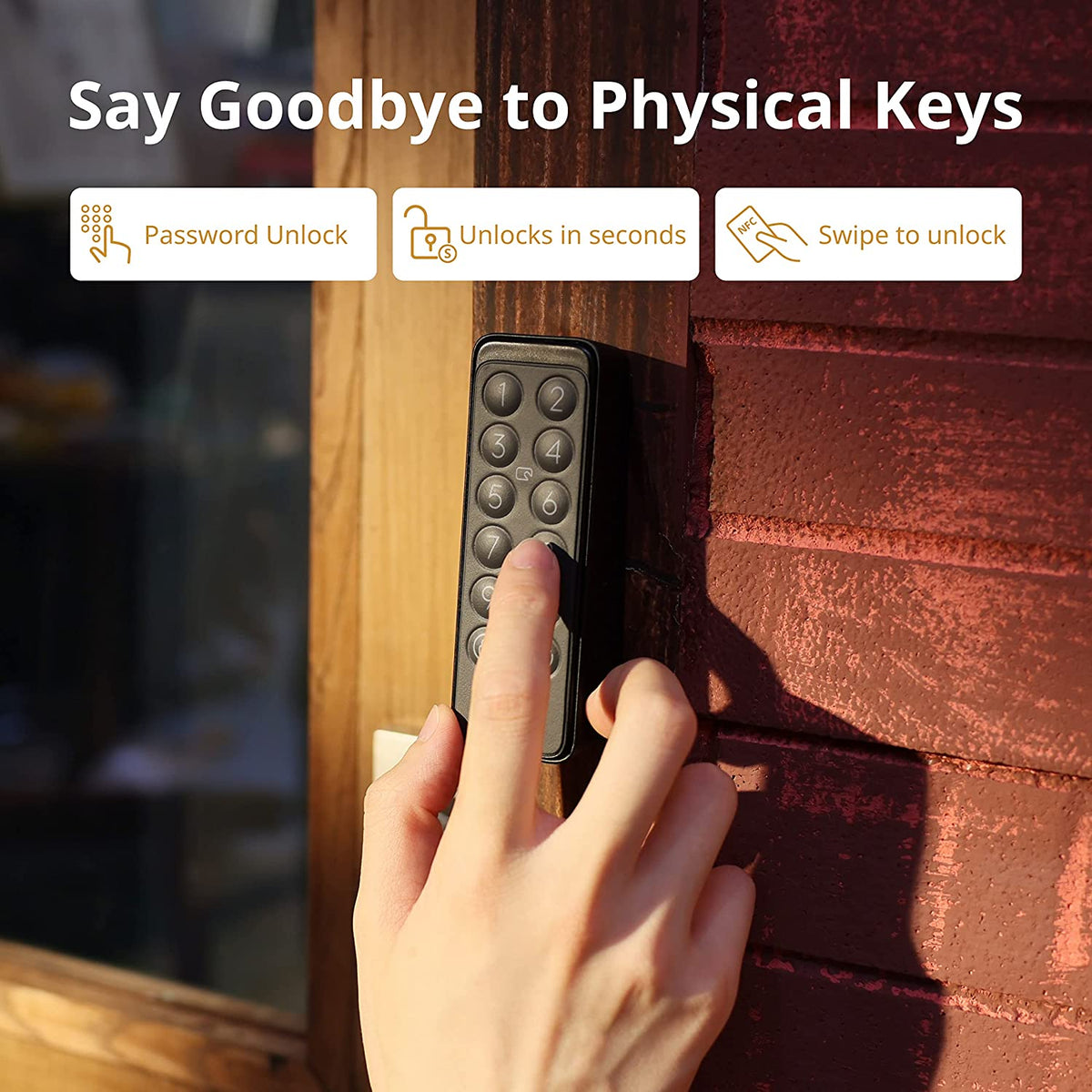 The SwitchBot Lock and Keypad Touch is possibly your best option