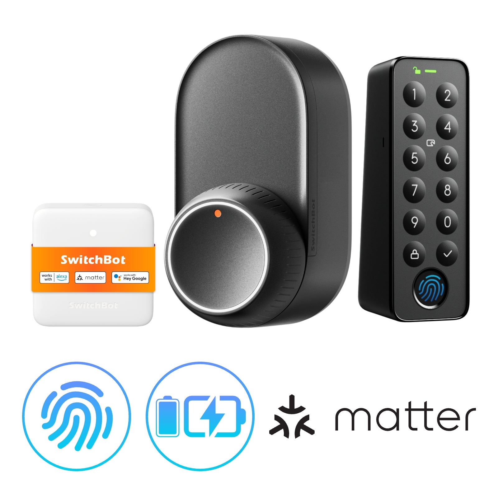 SwitchBot Lock Ultra Touch Combo Lock Ultra + Hub Mini Matter + Keypad Touch Black - SwitchBot US