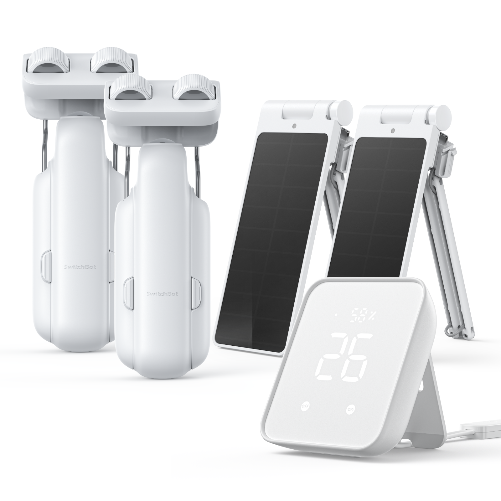 Curtain 3 Solar Matter Combo 2 × Curtain 3 (Rod Type 1) + 2 × Solar Panel 3 + Hub 2 - SwitchBot US