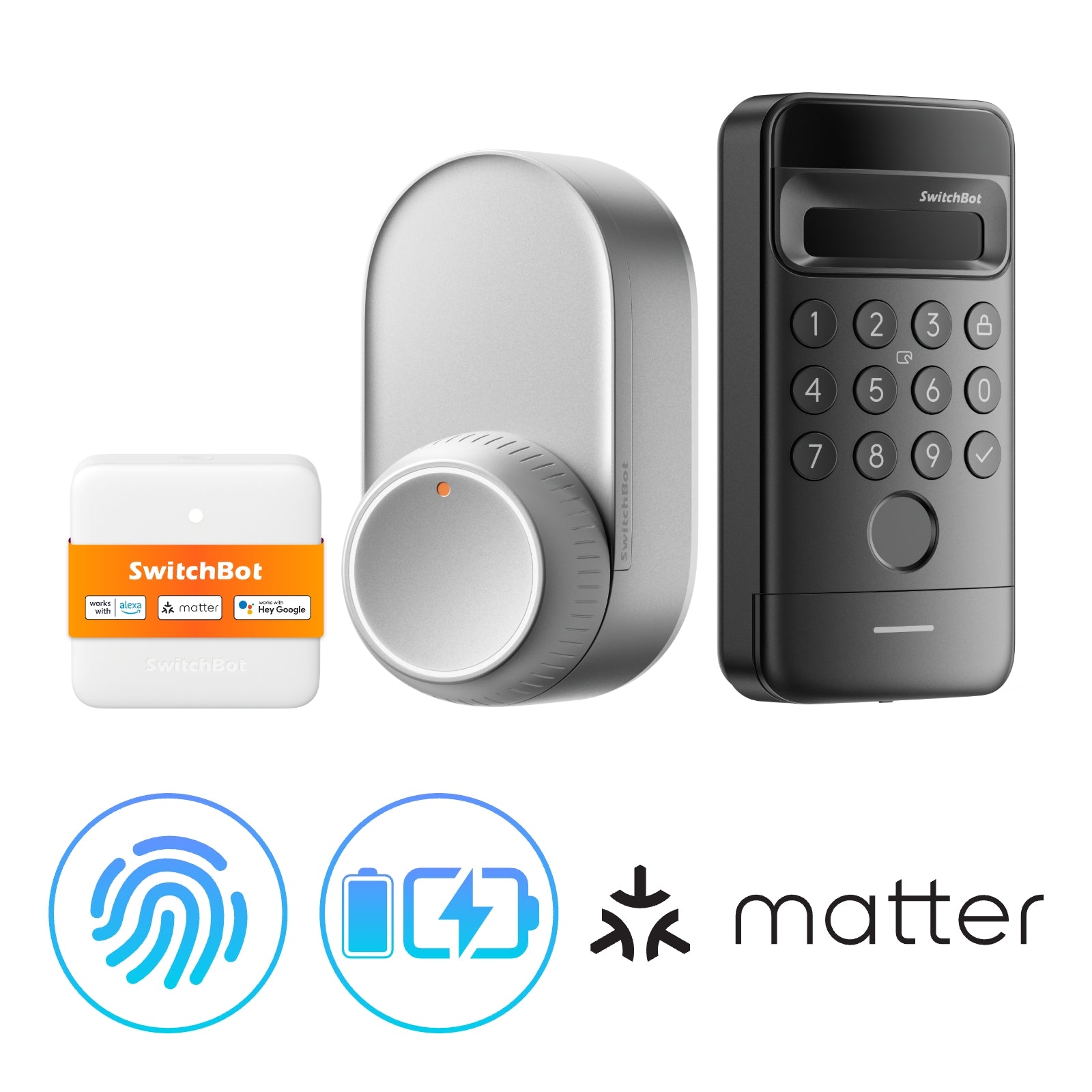 SwitchBot Lock Ultra Vision Combo Lock Ultra + Hub Mini Matter + Keypad Vision Silver - SwitchBot US