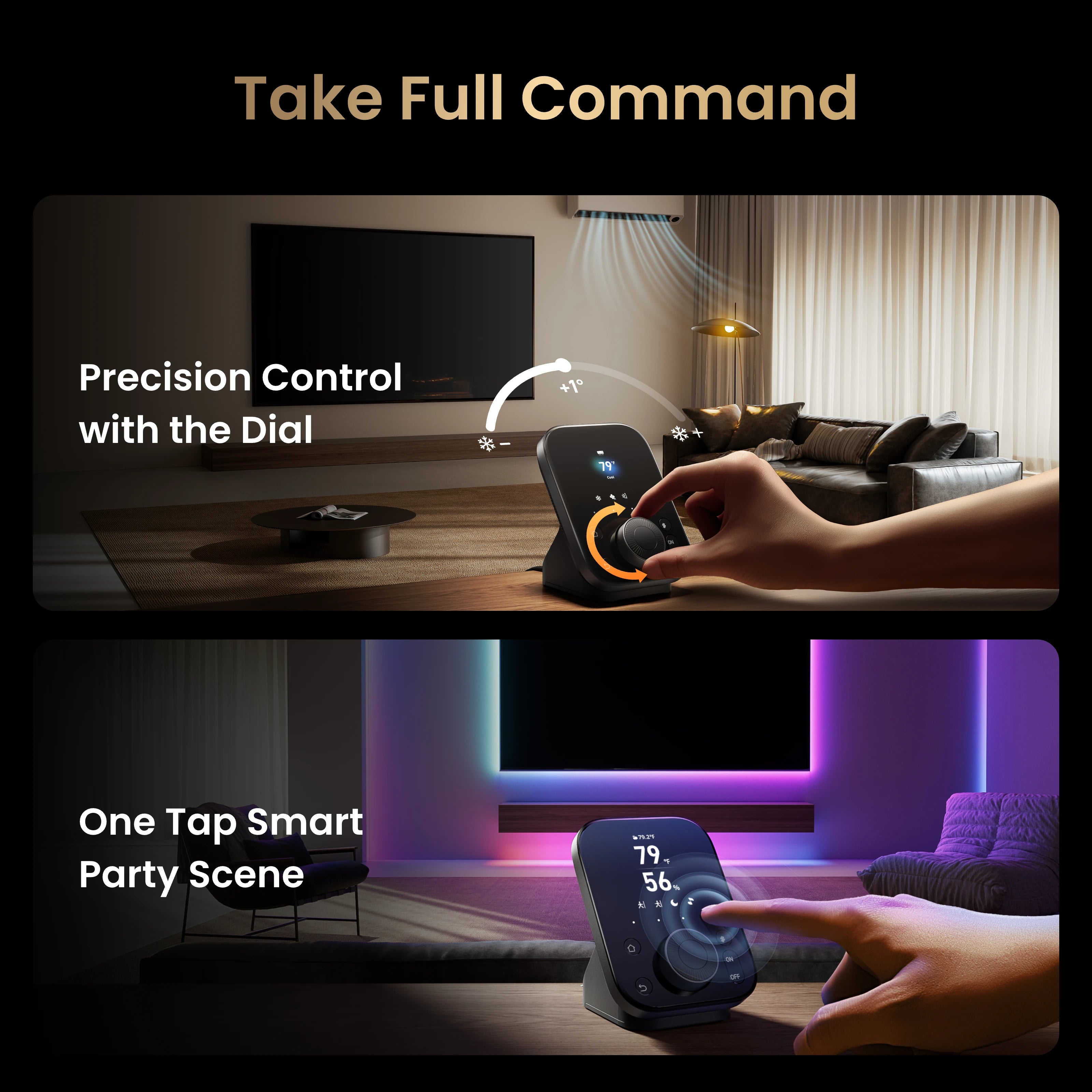 SwitchBot Hub 3 Dial Master controlling air conditioning and smart scenes
