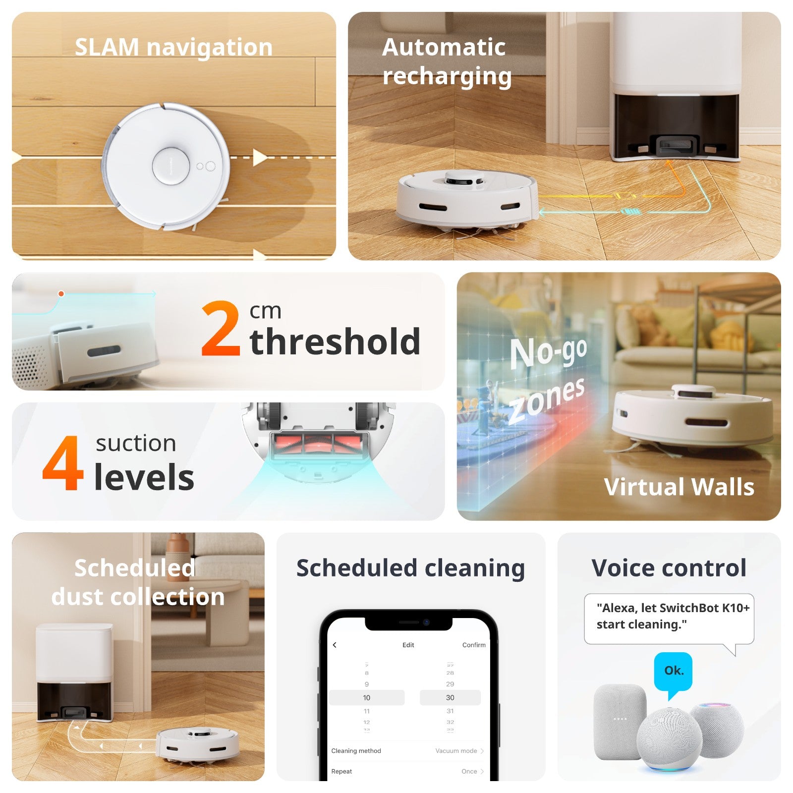 SwitchBot Mini Robot Vacuum K10+ | Compact 50% Smaller Smart Cleaner ...