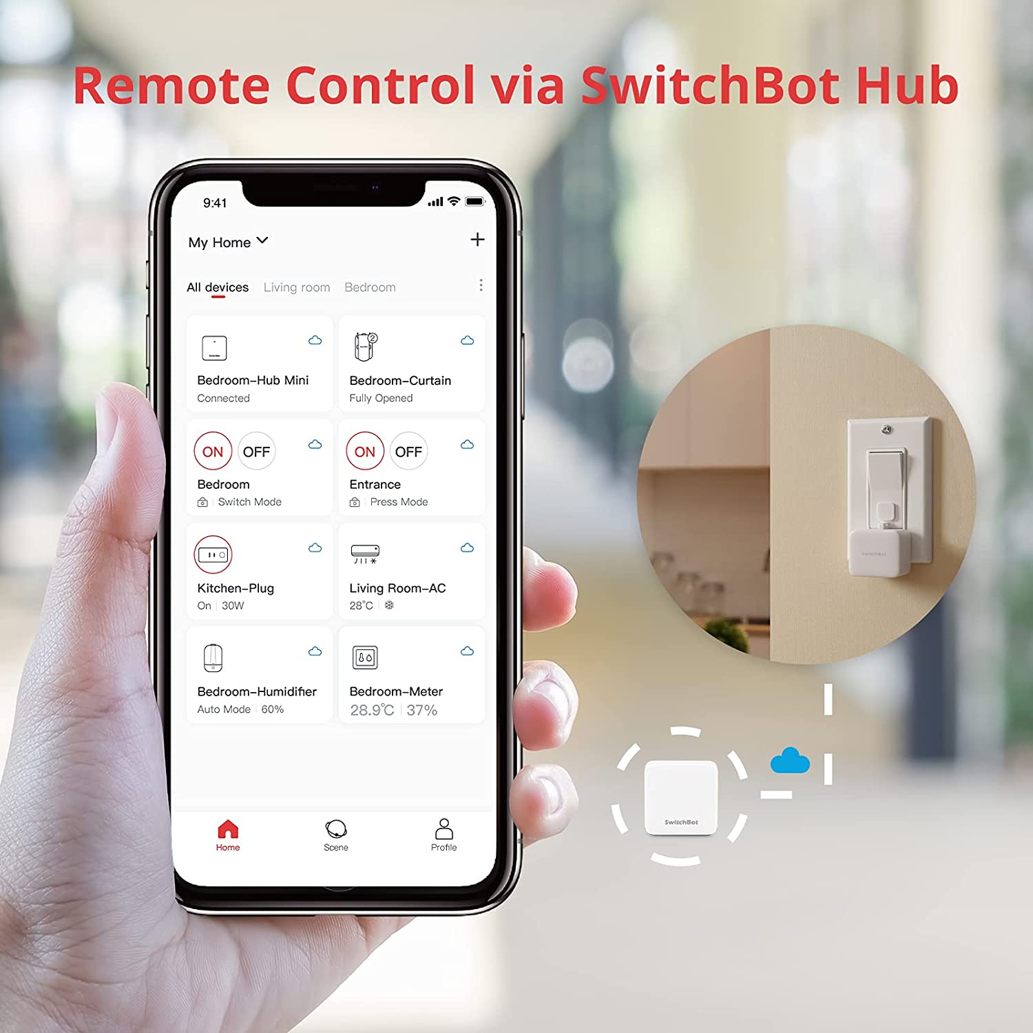Pulsador de botón de interruptor inteligente SwitchBot - Fingerbot  Bluetooth para interruptor basculante/botón unidireccional, interruptor de