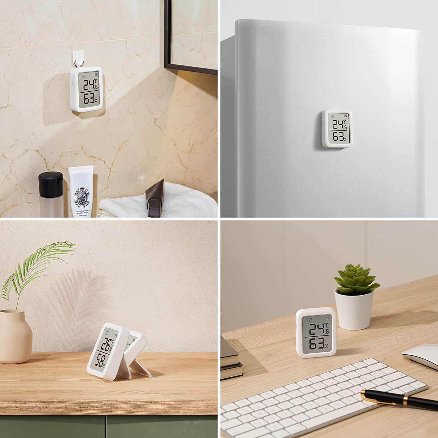  SwitchBot Termómetro higrómetro para interiores, monitor de  temperatura digital Bluetooth con almacenamiento de datos gratuito, punto  de rocío/VPD/humedad absoluta, higrómetro medidor de humedad :  Electrodomésticos