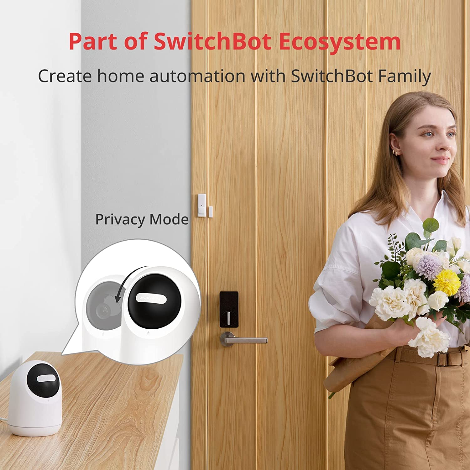 SwitchBot Cámara Interior de Seguridad Cámara WiFi de vigilancia  Inteligente Detección de Movimiento 1080p Ideal para bebés y Mascotas  Visión Nocturna